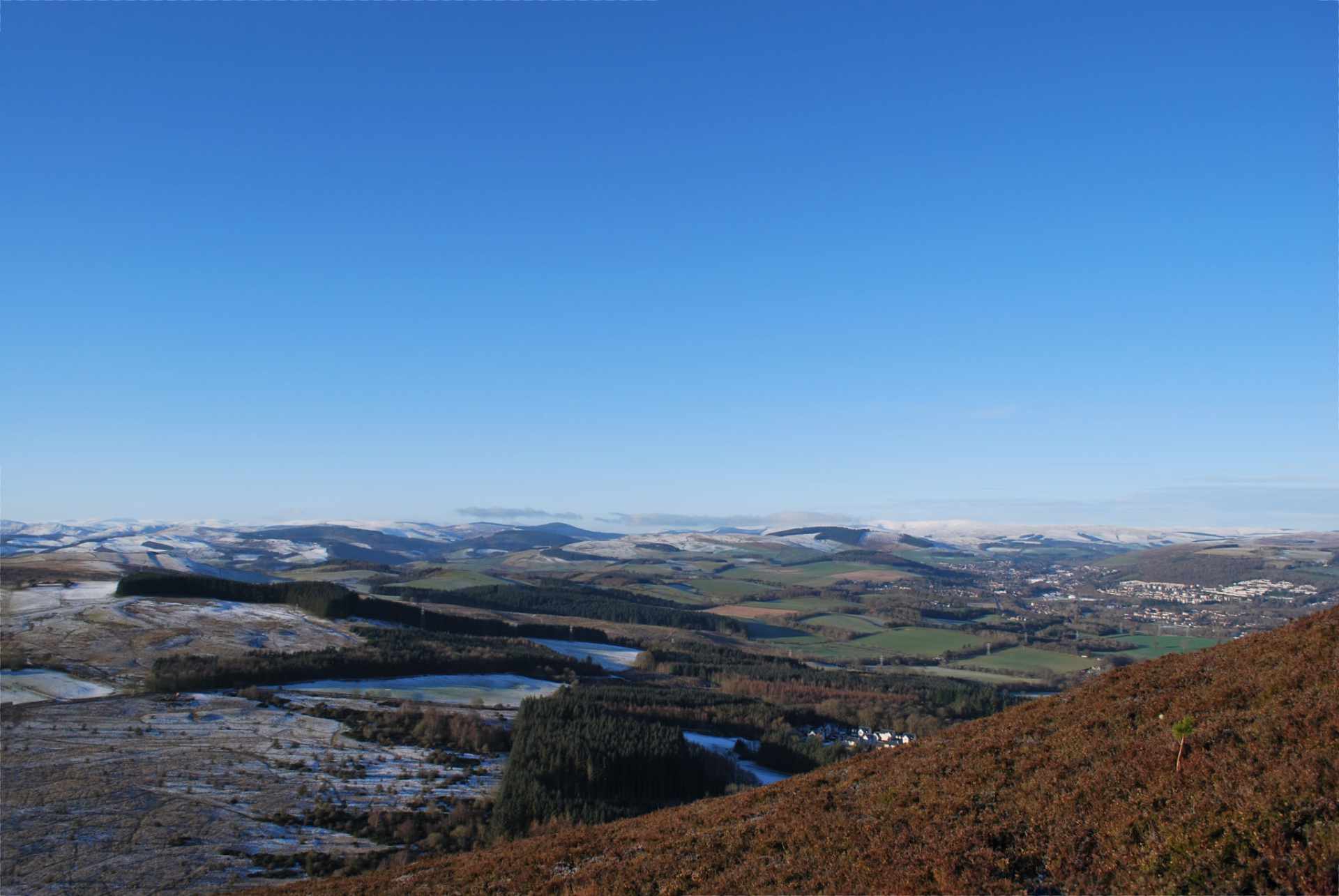 View to the north-west from the Eildons