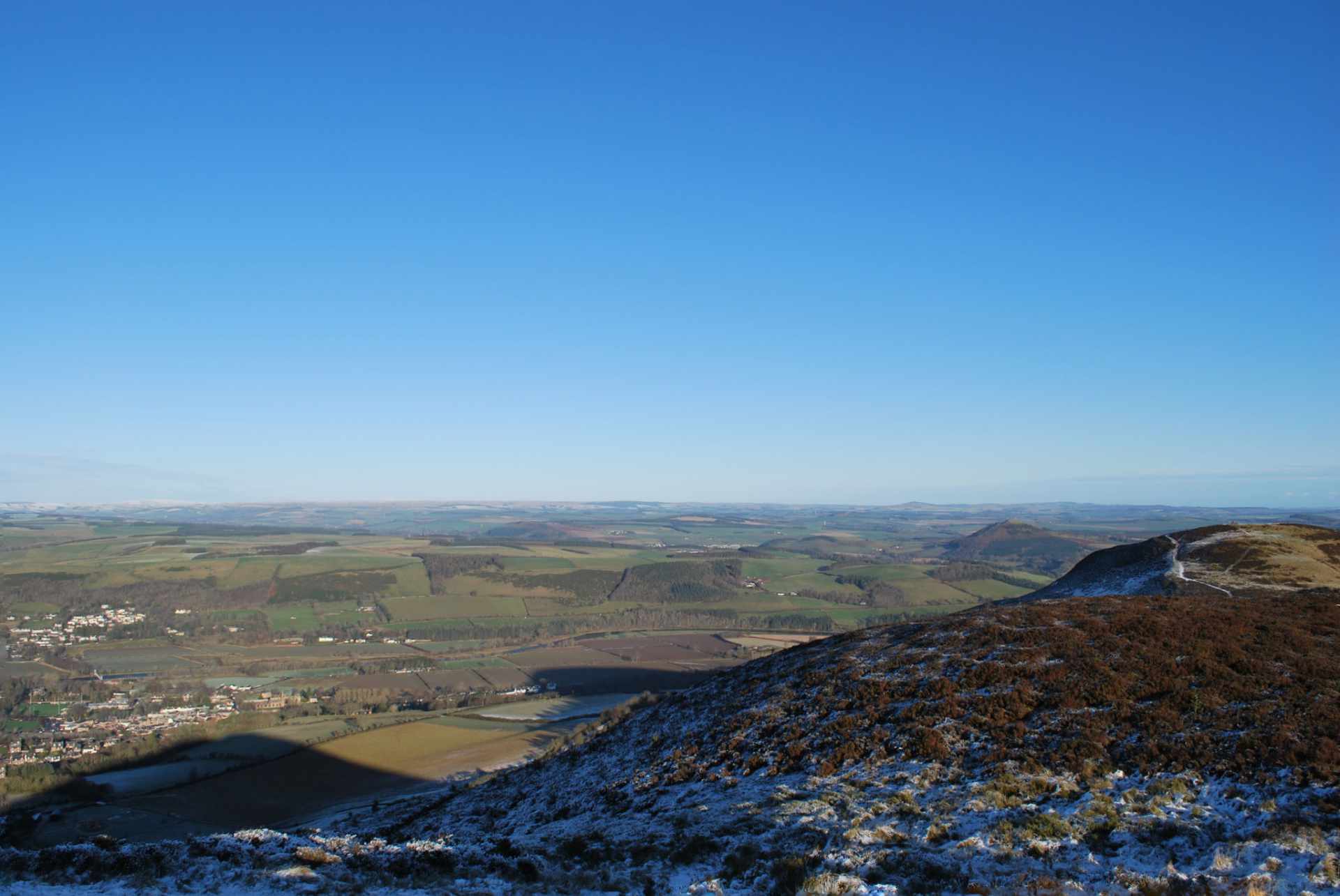 View to the north-east from the Eildons